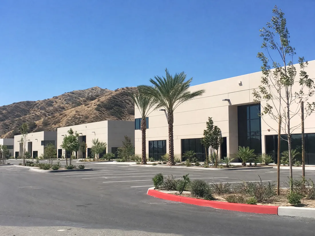 Santa Clarita California business park building where commercial radon testing is performed